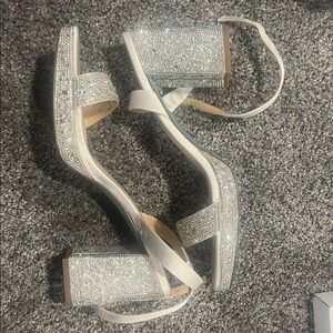Betsey Johnson / David's Bridal Silver Glitter Heels